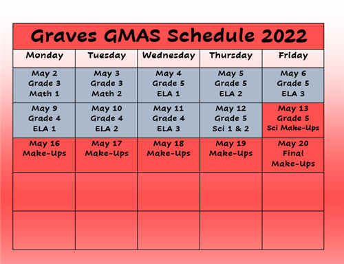 GMAS May Schedule